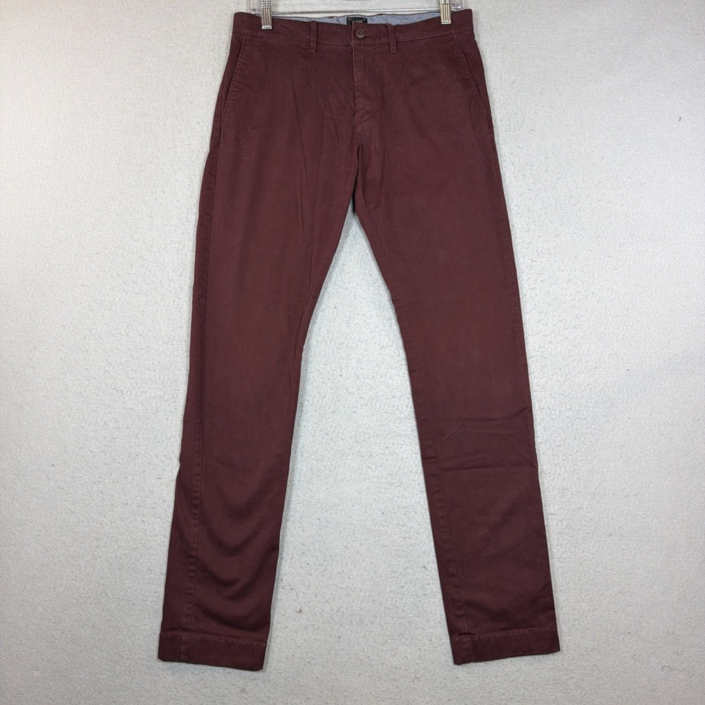 J.Crew Chino Pants Mens 29x32 Wine Skinny Stretch Re-Imagined Cotton